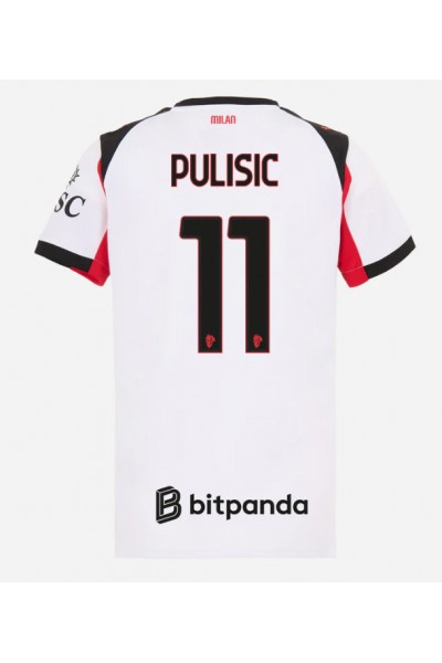 AC Milan Christian Pulisic #11 Jalkapallovaatteet Naisten Vieraspaita 2025-26 Lyhythihainen AC Milan Christian Pulisic #11 Jalkapallovaatteet Naisten Vieraspaita 2025-26 Lyhythihainen